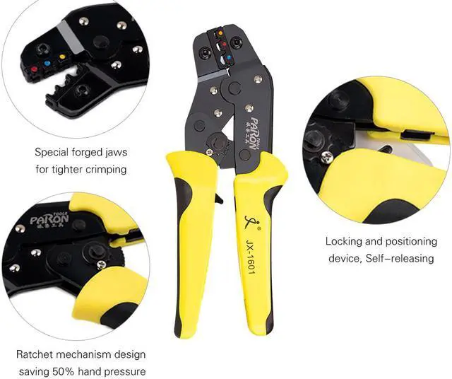 Alt view image 7 of 7 - Wire Terminals Crimping Tool Insulated Ratcheting Crimper Kit of AWG22-14 with 500PCS Male and Female Spade Connectors