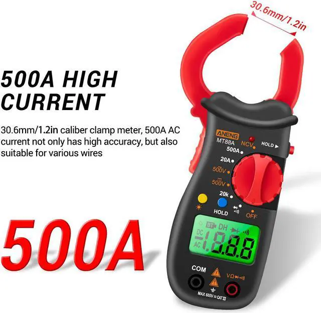 Alt view image 5 of 7 - ANENG MT88A Clamp Meter Multimeter Meter 1999 Counts Auto Range Handheld Current Ammeter Frequency Capacitance Tester NCV Test