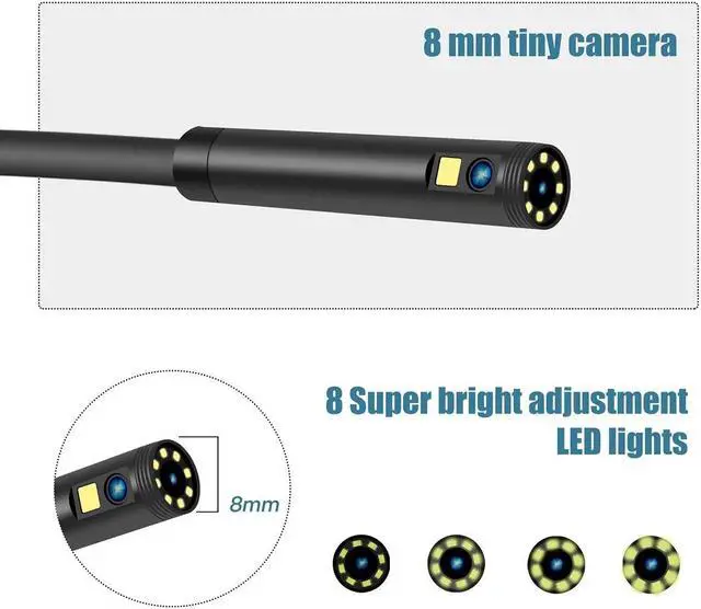 Alt view image 2 of 4 - Handheld Endoscope 4.3 Inches IPS Screen 1080P High Definition IP68 Industrial Home Endoscopes with 9 LEDs 8mm Lens 2 Megapixels Magnifier Compatible - 1M