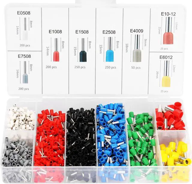 Alt view image 3 of 4 - HSC8 6-4 0.25-10m㎡ AWG23-7 Ferrule Crimping Tool Kit High Hardness Crimper Plier with 1200pcs Wire Ferrules Crimp Ends Terminal - Red & Blue