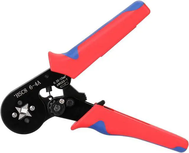 Alt view image 4 of 4 - HSC8 6-4 0.25-10m㎡ AWG23-7 Ferrule Crimping Tool Kit High Hardness Crimper Plier with 1200pcs Wire Ferrules Crimp Ends Terminal - Red & Blue