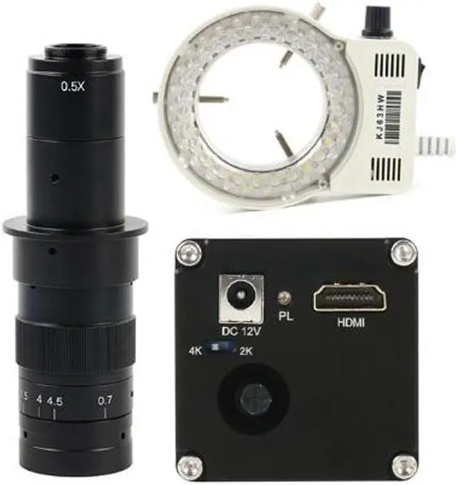 Main image of 2K 4K HDMI Digital Industrial Video Microscope Camera & 180X C-Mount Lens Whit 56-LED Adjustable Ring Light For Phone PCB