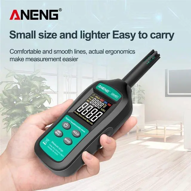 Alt view image 7 of 7 - ANENG GN401 Handheld Digital Thermometer Hygrometer Intelligent Non-contact Temperature Humidity Meter Industrial Agricultural Household Thermo-hygrometer Indoor and Outdoor Temperature Gauge Humidity