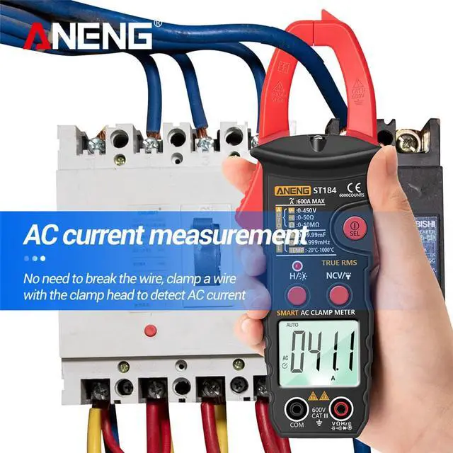 Alt view image 2 of 7 - ANENG ST184 Digital Multimeter Clamp Meter True RMS 6000 Counts Professional Measuring Testers AC/DC Voltage AC Current Ohm & NO Packing Box - Red