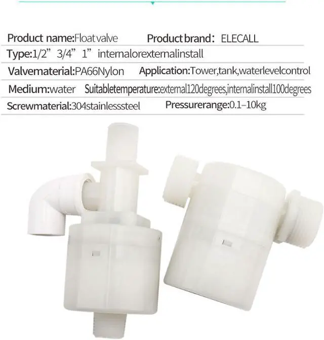 Alt view image 7 of 7 - ELECALL Automatic Water Level Control Valve Tower Tank Floating Ball Valve 3/4" internally upper inlet EFV-06NS