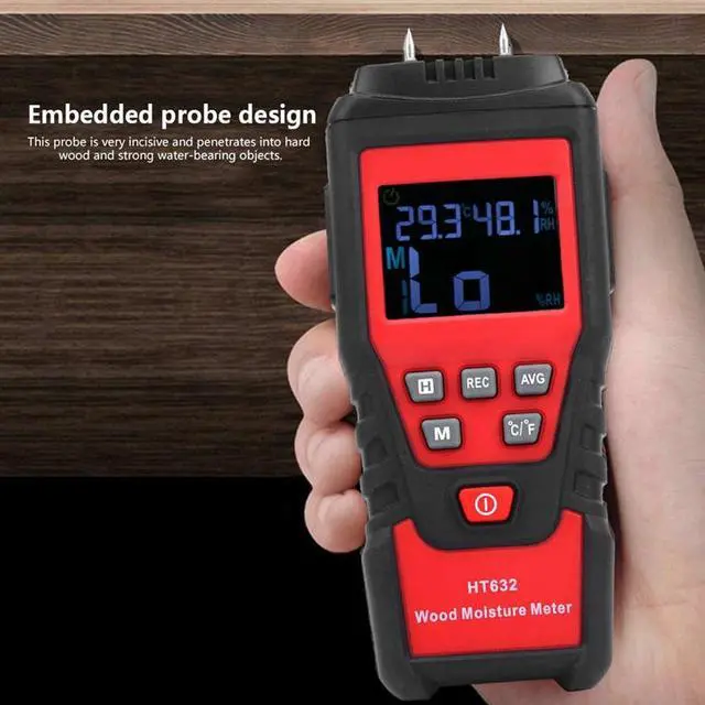 Alt view image 5 of 7 - HT632 Digital Wood Moisture Meter Wood Humidity Tester Hygrometer Damp Paper Cement Detector Moisture Meter