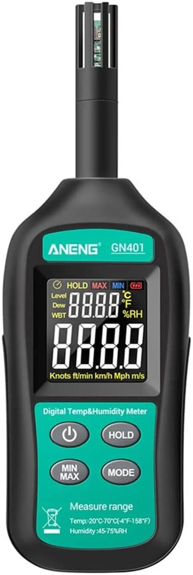 Main image of ANENG GN401 Handheld Digital Thermometer Hygrometer Intelligent Non-contact Temperature Humidity Meter Industrial Agricultural Household Thermo-hygrometer Indoor and Outdoor Temperature Gauge Humidity