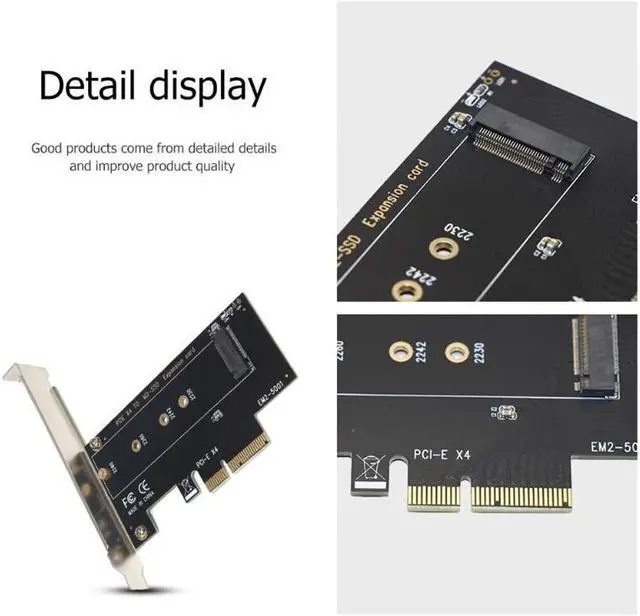 Alt view image 6 of 6 - M key M.2 NVMe SSD to PCIe PCI Express 3.0x4 Adapter Card 2230 2242 2260 2280 Size M.2 SSD Riser Card Support PCI-E X4 X8 X16