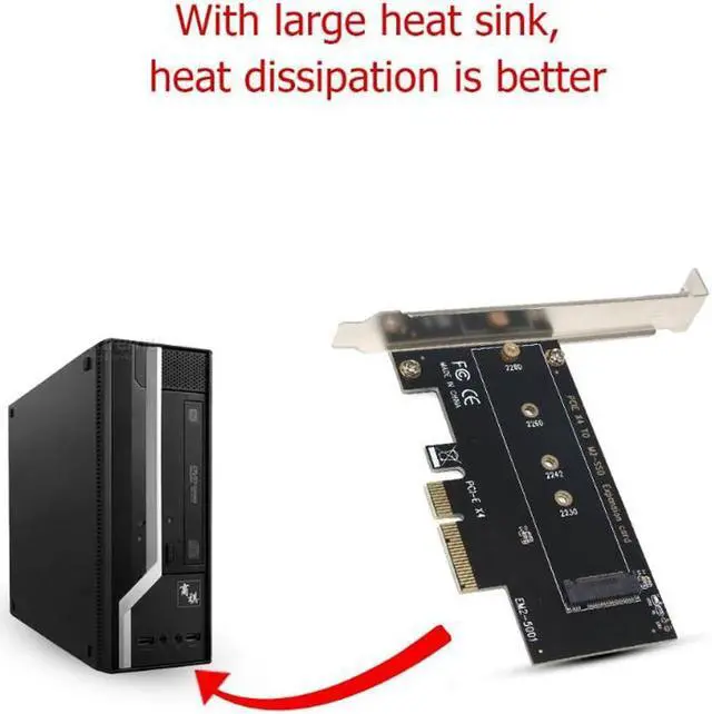 Alt view image 4 of 6 - M key M.2 NVMe SSD to PCIe PCI Express 3.0x4 Adapter Card 2230 2242 2260 2280 Size M.2 SSD Riser Card Support PCI-E X4 X8 X16