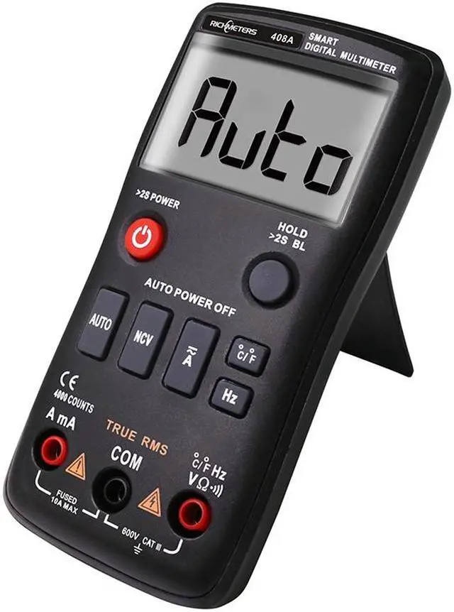 Alt view image 3 of 6 - RM408A Digital Multimeter NCV True RMS with Temperature Tester 4000 Counts Auto-Ranging AC/DC Transistor Voltage Meter