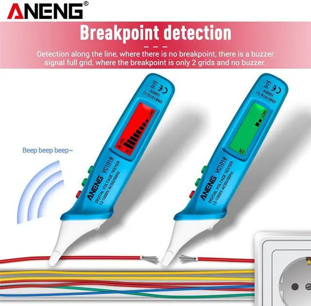 Alt view image 4 of 7 - ANENG VC1018 Electric Sensor Tester Pen Digital Intelligent AC Voltage Meter 1000V Voltmeter Buzzer Detector For Electric Tool - Blue