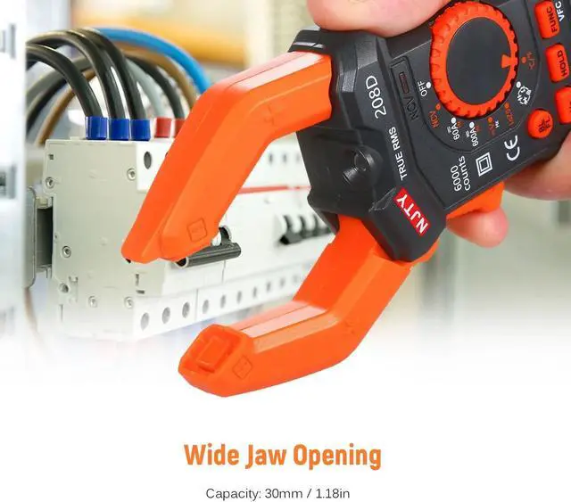 Alt view image 4 of 7 - NJTY 208D 600A AC/DC Digital Clamp Meter with Temperature Auto Ranging Multimeter with Audible Continuity Beep True-RMS Clamp Meter