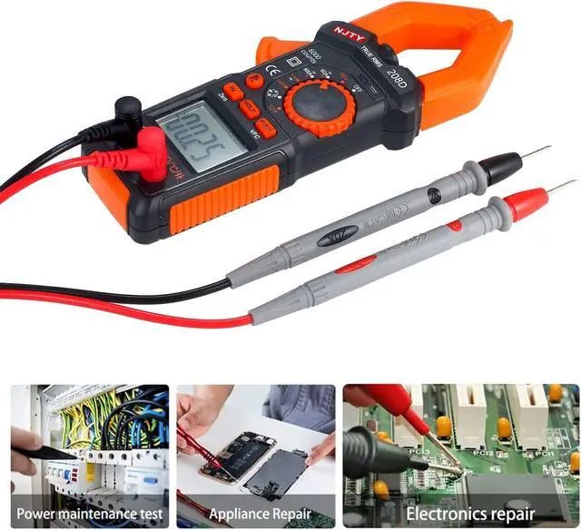 Alt view image 5 of 7 - NJTY 208D 600A AC/DC Digital Clamp Meter with Temperature Auto Ranging Multimeter with Audible Continuity Beep True-RMS Clamp Meter