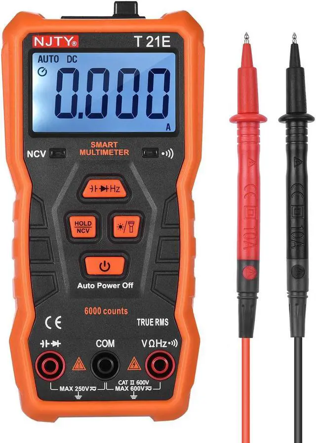 Main image of NJTY T21E Mini Smart Multimeter 6000 Counts True RMS Universal Meter 2-inch LCD Digital Multi Meter Magnetic Adsorption Voltmeter Ohmmeter CATII 600V NCV ACV DCV Resistance Capacitance Buzzer and Cont