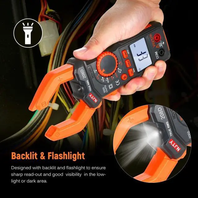 Alt view image 7 of 7 - NJTY 208D 600A AC/DC Digital Clamp Meter with Temperature Auto Ranging Multimeter with Audible Continuity Beep True-RMS Clamp Meter