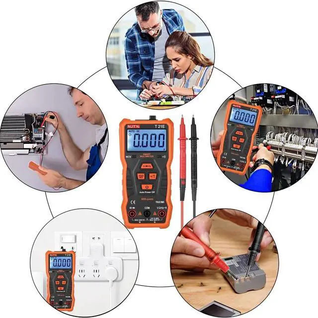 Alt view image 6 of 7 - NJTY T21E Mini Smart Multimeter 6000 Counts True RMS Universal Meter 2-inch LCD Digital Multi Meter Magnetic Adsorption Voltmeter Ohmmeter CATII 600V NCV ACV DCV Resistance Capacitance Buzzer and Cont
