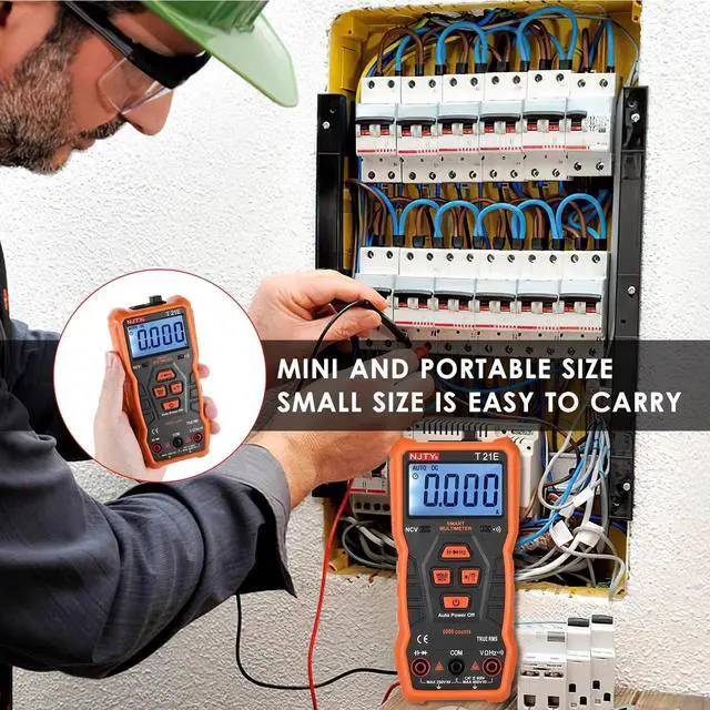 Alt view image 4 of 7 - NJTY T21E Mini Smart Multimeter 6000 Counts True RMS Universal Meter 2-inch LCD Digital Multi Meter Magnetic Adsorption Voltmeter Ohmmeter CATII 600V NCV ACV DCV Resistance Capacitance Buzzer and Cont