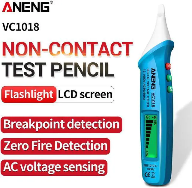 Alt view image 2 of 7 - ANENG VC1018 Electric Sensor Tester Pen Digital Intelligent AC Voltage Meter 1000V Voltmeter Buzzer Detector For Electric Tool - Blue