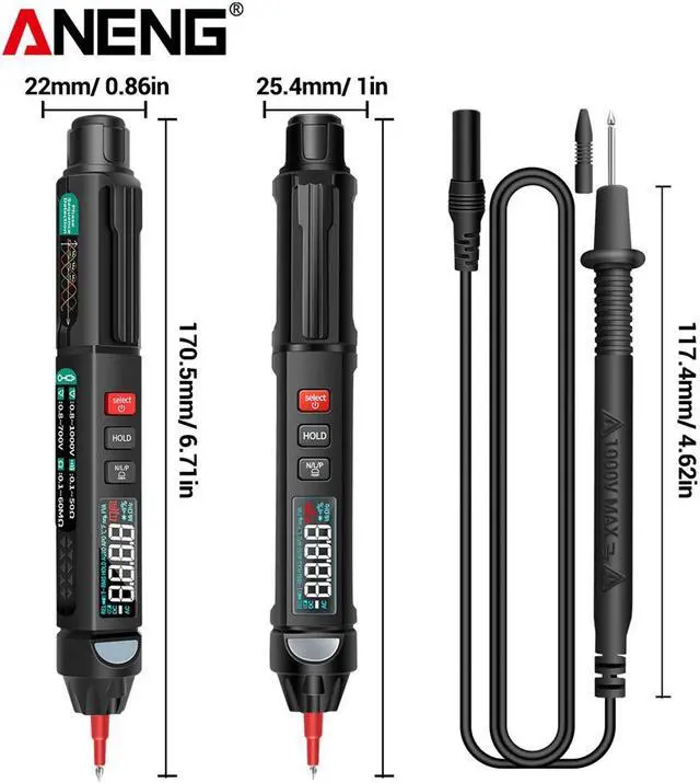 Alt view image 6 of 7 - ANENG A3008 Digital Multimeter Auto Intelligent Sensor Pen Tester 6000 Counts NonContact Voltage Meter Multimetre polimetro