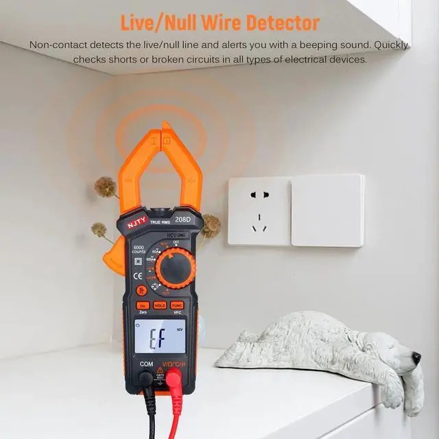 Alt view image 6 of 7 - NJTY 208D 600A AC/DC Digital Clamp Meter with Temperature Auto Ranging Multimeter with Audible Continuity Beep True-RMS Clamp Meter
