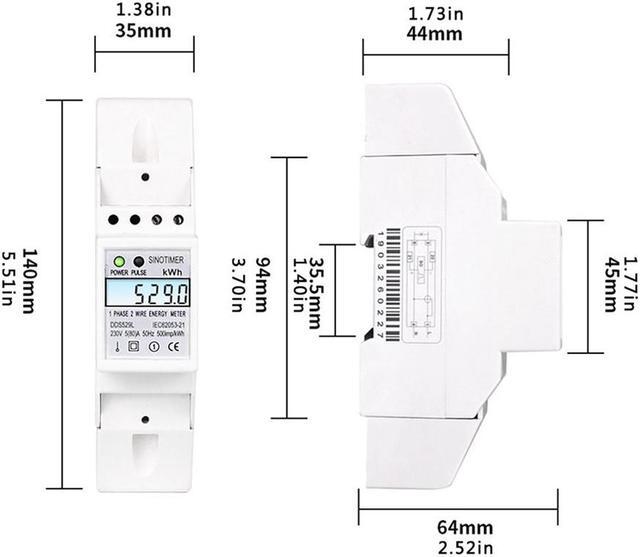 Alt view image 2 of 7 - Residential 2 Wire Single Phase Din Rail Energy Meter Electric KWH Meter With Backlight AC 230V 5-80A For Saving Power Energy