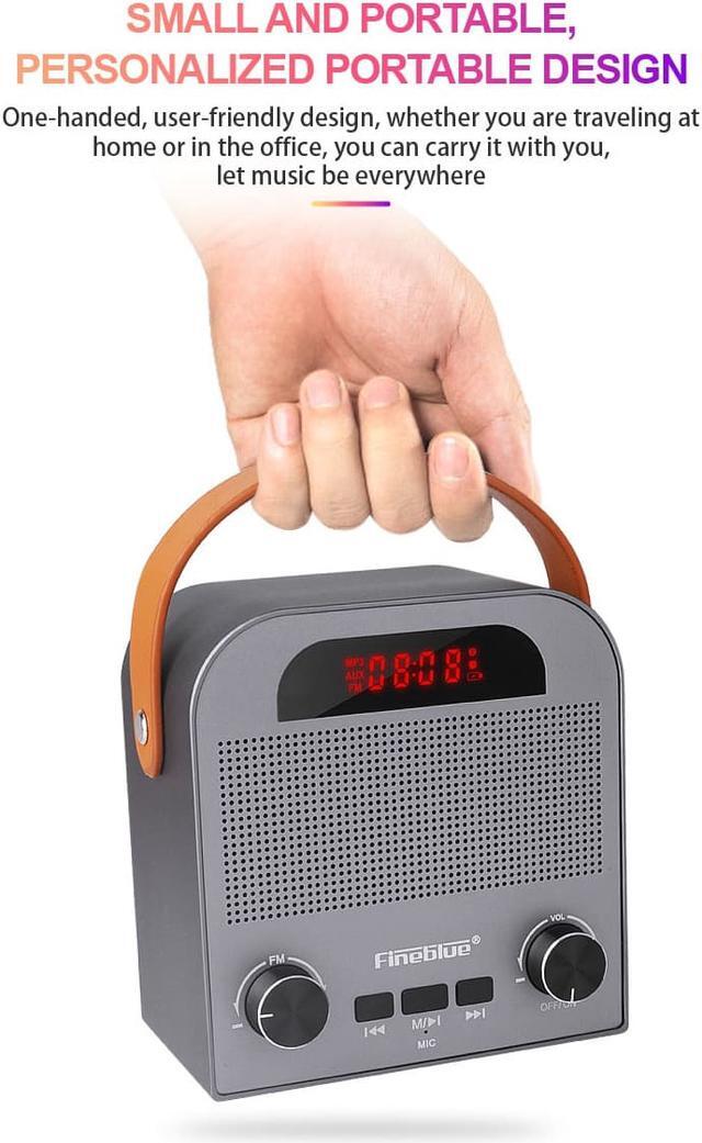 Alt view image 6 of 7 - Fineblue FM888 Tws Bluetooth Speaker Mobile Phone Overweight Subwoofer Steel Gun Fans Wireless Sound Portable Alarm Clock TF Aux (Gray)