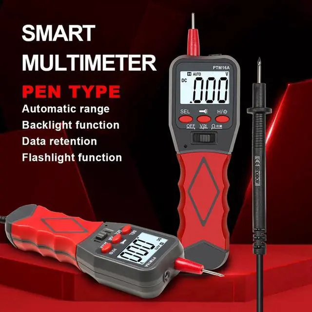 Alt view image 3 of 3 - PTM16A Handheld Pen Type Digital Multimeter DC/AC Voltage Meter Resistance Diode Continuity Tester Backlight LCD Display