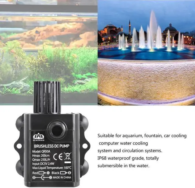 Alt view image 3 of 5 - Ultra-quiet USB Mini Brushless DC Water Pump DC5V 2.4W 250L/H Lift 2m Submersible Fountain Aquarium Circulating