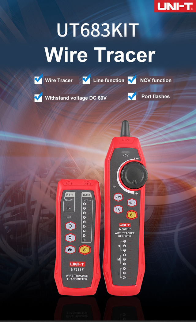 thumbnail image 2 of UNI-T UT683KIT Wire Tracer – Intelligent Cable Fault Detector For Electricians 2 of 6