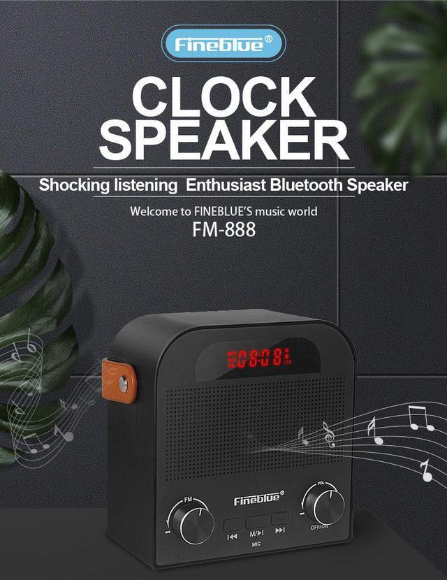 Alt view image 2 of 7 - Fineblue FM888 Tws Bluetooth Speaker Mobile Phone Overweight Subwoofer Steel Gun Fans Wireless Sound Portable Alarm Clock TF Aux (Gray)