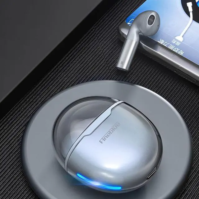 Alt view image 3 of 7 - Fineblue F22 Pro TWS Wireless Bluetooth Earphone Type-C Headset Fingerprint Touch Control New Design with Charging Case - Silver
