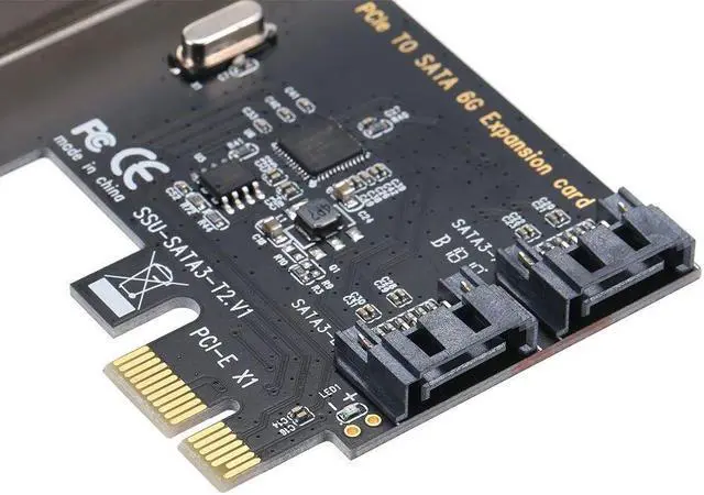 Alt view image 2 of 7 - PCI-E to 2 SATA3.0 Adapter Card SATA Hard Disk Expansion Card High-speed Transmission Multiple Systems Compatible Plug and Play