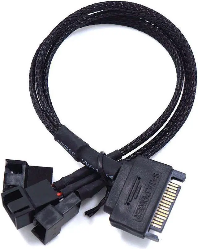 Main image of SATA to 4PIN Computer Fan Cable Suitable for 3pin/4pin 1*SATSA 4*4PIN Interface PVC Material Four Fans Share One Port Expansion Cable