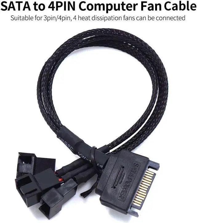 Alt view image 3 of 5 - SATA to 4PIN Computer Fan Cable Suitable for 3pin/4pin 1*SATSA 4*4PIN Interface PVC Material Four Fans Share One Port Expansion Cable