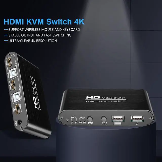 Alt view image 2 of 7 - NEW HDMI-Compatible Switch 4K Switcher Wireless Mouse Keyboard Sharer Ultra-Clear Switching Computer Adapter Display Amplifer
