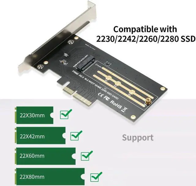 Alt view image 5 of 7 - M.2 NVME Adapter Card M.2 M-key to PCI-E X4 Expansion Card SSD Adapter Card Support NVME High-speed Protocol Wide Compatibility