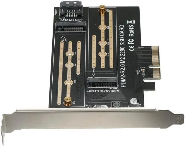 Alt view image 2 of 7 - M.2 NVME to PCI-E X4 Expansion Card SSD Adapter Card with M.2 M-key B-key Interfaces Support NVME SATA Dual Protocol