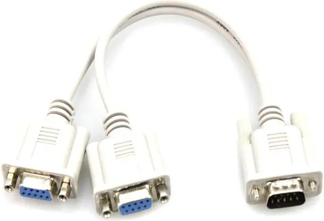 Main image of DB9 Male to 2 Female Serial Rs232 Splitter Cable Rs232 Male to 2 Female 2 in One Cable for Cash Register Displays - White