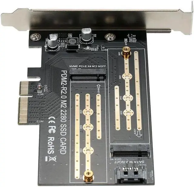 Alt view image 6 of 7 - M.2 NVME to PCI-E X4 Expansion Card SSD Adapter Card with M.2 M-key B-key Interfaces Support NVME SATA Dual Protocol