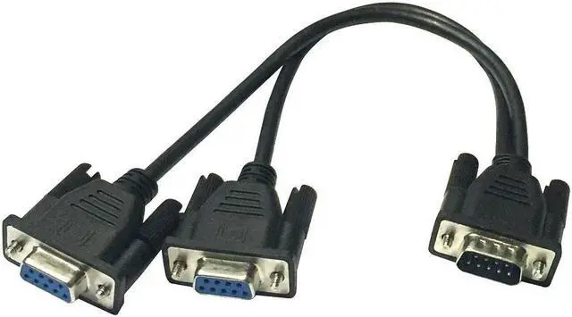 Main image of DB9 Male to 2 Female Serial Rs232 Splitter Cable Rs232 Male to 2 Female 2 in One Cable for Cash Register Displays - Black
