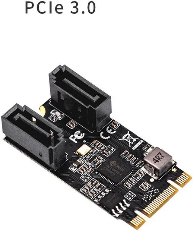 Alt view image 2 of 3 - 2 Port SATA III 6gb/s M.2 21x41mm M Key and B Key Controller Adapter Card SATA 6G Internal