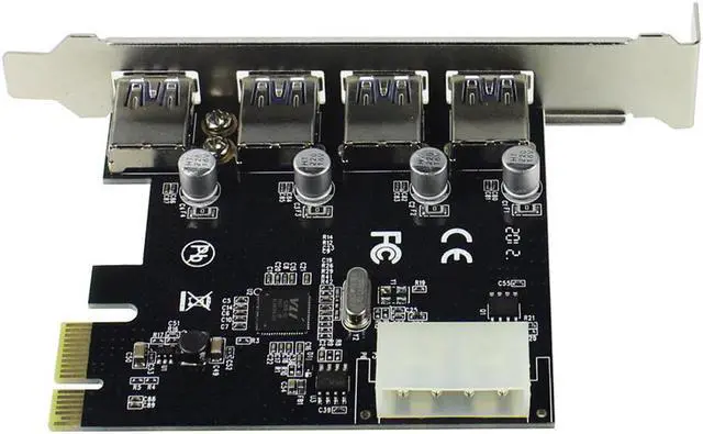 Alt view image 3 of 6 - 4 Port USB 3.0 PCI-e Expansion Card PCI Express PCIe USB 3.0 Hub Adapter 5Gbps Riser Controller Extender with 4Pin Power