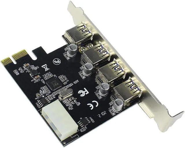 Alt view image 2 of 6 - 4 Port USB 3.0 PCI-e Expansion Card PCI Express PCIe USB 3.0 Hub Adapter 5Gbps Riser Controller Extender with 4Pin Power