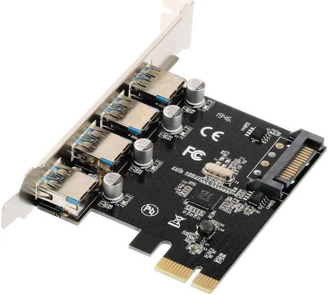 Main image of 4 Port USB 3.0 PCI-e Expansion Card PCI Express PCIe USB 3.0 Hub Adapter 5Gbps Riser Controller Extender with SATA
