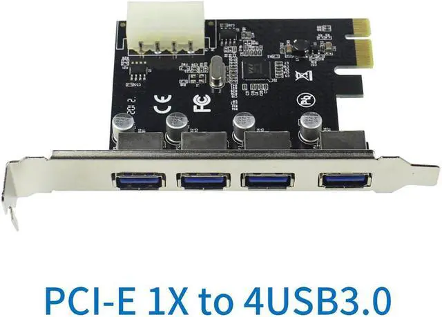 Alt view image 5 of 6 - 4 Port USB 3.0 PCI-e Expansion Card PCI Express PCIe USB 3.0 Hub Adapter 5Gbps Riser Controller Extender with 4Pin Power