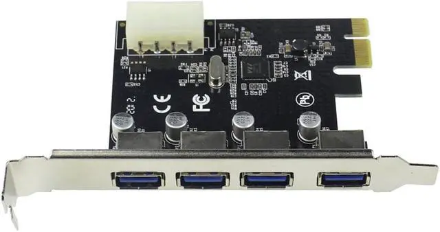Alt view image 6 of 6 - 4 Port USB 3.0 PCI-e Expansion Card PCI Express PCIe USB 3.0 Hub Adapter 5Gbps Riser Controller Extender with 4Pin Power