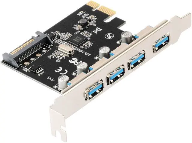 Alt view image 4 of 6 - 4 Port USB 3.0 PCI-e Expansion Card PCI Express PCIe USB 3.0 Hub Adapter 5Gbps Riser Controller Extender with SATA