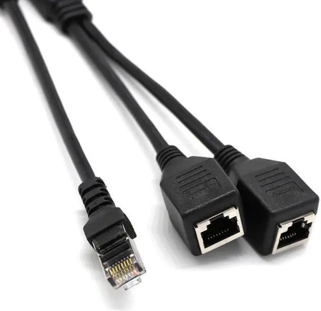 Alt view image 5 of 5 - 1 Male to 2 Female Socket Port LAN Ethernet Network RJ45 Plug Splitter Extender Adapter Connector Cable Extension Cable