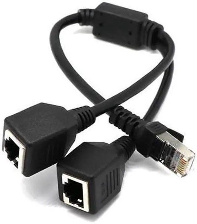 Alt view image 4 of 5 - 1 Male to 2 Female Socket Port LAN Ethernet Network RJ45 Plug Splitter Extender Adapter Connector Cable Extension Cable