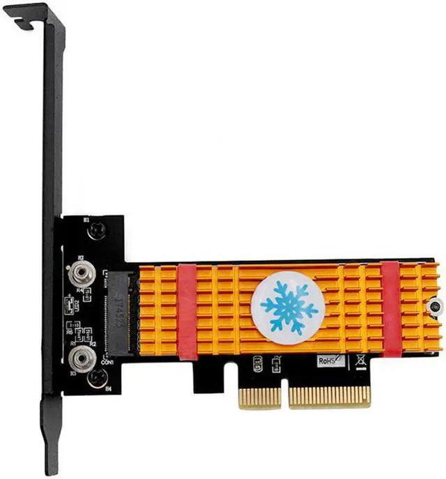 Main image of M.2 PCIe Adapter M Key SSD to PCI-e 3.0 x4 Host Controller Expansion Card w/ Low Profile Bracket HeatSink for 2242 2260 2280 SSD With Golden Heatsink